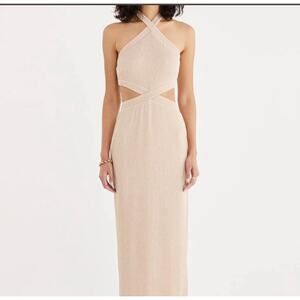 NWT Rumer Beige Ribbed Halter Dress— Size S